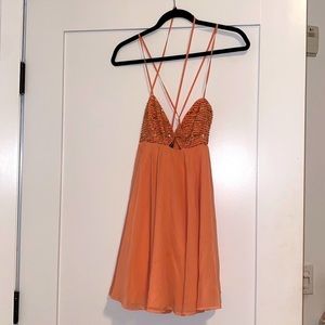 NWT Bebe Pink sequin baby doll dress